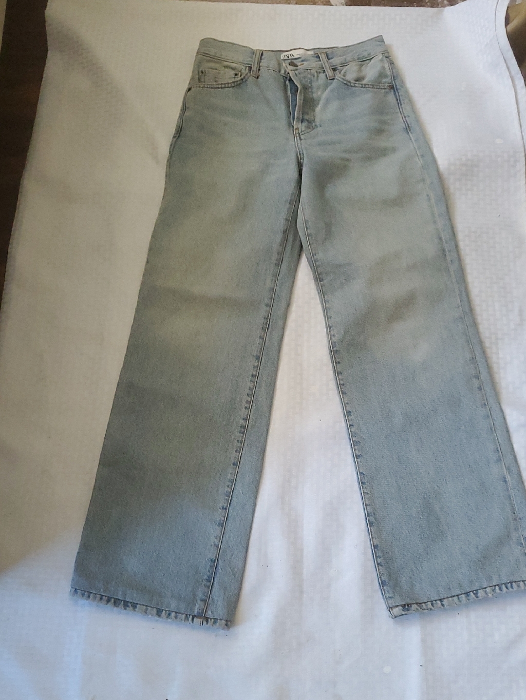 Zara Light Blue Wide Leg Flare Jeans